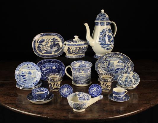 A Collection of Antique Blue & White Transfer Printed Ceramics.