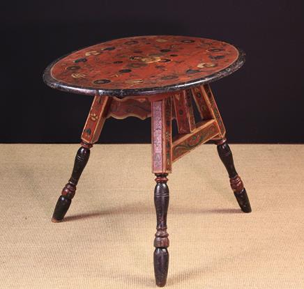 A Charming 19th Century Painted Folk Art Folding Table.