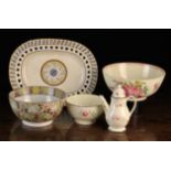 A Small Group of Early 19th Century English Pottery (A/F): An oval Davenport cream-ware plate with