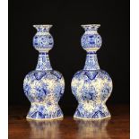 A Pair of Impressive 19th Century Blue & White Delft Vases of octagonal form,