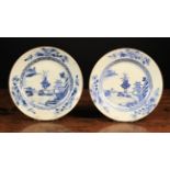 A Pair of Late 18th Century Blue & White Chinese Plates.