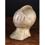 A 19th Century Carved & Silvered Wooden Close Helmet,