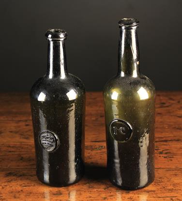 Two 18th Century Green Bottles with Seals.