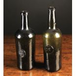 Two 18th Century Green Bottles with Seals.