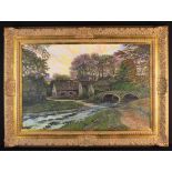 Noel Blocksidge A Framed Oil on Canvas: Rural landscape painting with a man & cart horse outside