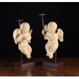 A Pair of Carved Limestone Cherubs.