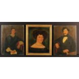 A Pair of 19th Century Oils on Canvas: Half length portraits of a lady & gentleman.