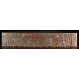 A Fine 17th Century Carved oak Frieze Panel depicting a hunting scene in landscape,