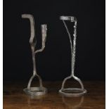 Two 18th Century Scottish or Irish Wrought Iron Peermen with candle sockets,