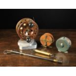 A Large Antique Starback Wooden & Brass Reel Patent Sun. (early Eton Sun?) 5" 12.5 cm) in diameter.