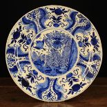 A Large 18th Century Blue & White Delft Charger, 13¾ in (35 cm) in diameter.