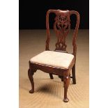 A Fine Early 18th Century Walnut Side Chair with a pierced splat back,