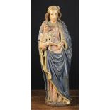 A 16th Century Polychromed Oak Carving of Madonna & Child. 17¾" (45 cm) in height.