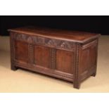 A 17th Century Joined Oak Coffer.