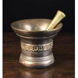 A Large 17th Century Cast Bronze Alloy Pestle & Mortar.