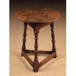 A Rare 18th Century Joined Oak Cricket Table.