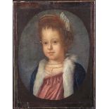 An Antique Unframed Oil on Canvas Head & Shoulders Portrait of a Young Girl dressed in a fur