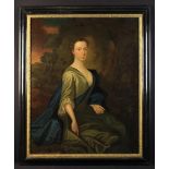 A Large 18th Century Oil on Canvas: Portrait of a Lady Circa 1720-30, 50" x 40" (127 cm x 102 cm).