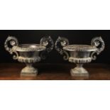 A Pair of 19th Century Cast Iron Fluted Garden Urns,