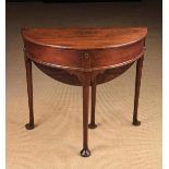 A Small 18th Century Oak Demi-lune Drop Leaf Hall Table.