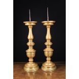 A Pair of Large Late 16th Century Bronze Pricket Candlesticks, South Netherlands,