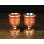 A Good Pair of Late George III Mahogany or Fruitwood Goblets, or Standing Salts.