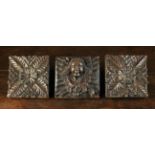 Three Late 17th/Early 18th Century Ornamental Carved Oak Appliqués: A pair of foliate carved