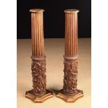 A Pair of 18th Century Carved Oak Columns.