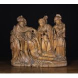 A Fine 15th Century Flemish Oak Relief Carved Sculptural Figure Group marked with the hand of