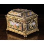 A Superb 17th Century Austrian Repoussé Gilt Metal Casket mounted with finely painted porcelain