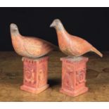 A Pair of Delightful Late 19th Century French Folk Art Marriage Presentation Birds,