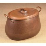 A Large 19th Century Oval Copper Culinary Pan with riveted side handles,
