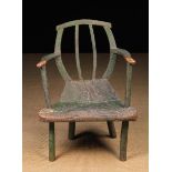 An Unusual Late 18th/Early 19th Century Painted Primitive Armchair of Quirky Design,