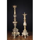 Two Decorative 19th Century Cast Baroque Style Pricket Candlesticks;