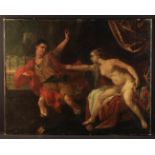 A 17th Century Unframed Oil on Canvas: Allegorical scene, 32½" x 41½" (8.5 cms x 105.5 cm).