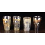 Four Horn Beakers: A fine pair of late 18th/early 19th century tapering beakers of dark brown