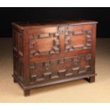 An Early 18th Century Fruitwood Mule Chest with geometric moulding,