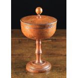 A Fine Early 19th Century Turned Burrwood Goblet Bowl & Cover, possibly birchwood.