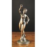 A Nuremberg Cast Bronze Figure of Eve, Circa 1500, depicted naked with one arm raised,