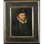 An Early 17th Century Oil on Oak Panel: Head & Shoulders Portrait of a gentleman,