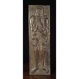 A Good 19th/20th Century Relief carved Oak Panel depicting a medieval knight in armour displayed