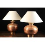 A Pair of a Large & Decorative Copper Side Lamps.
