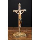 A 19th Century Naively Carved Antique Wooden Crucifix, 11½" (29 cm) in height.