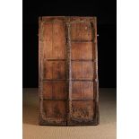 A Pair of Attractive Indian Antique Iron Bound Wooden Shutters fitted with iron strap hinges and