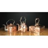 Three Large 19th Century Copper Kettles: One round, two square.