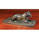 After Antoine-Louis Barye (1796-1875) A Small Bronze 'Lionne Couchée' on rectangular base signed