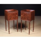 A Pair of Fine Quality George III Style Mahogany Bedside Cabinets having flame veneered doors and