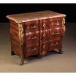 A Small 19th Century Marble-topped Serpentine Front Commode in the Louis XV Style.