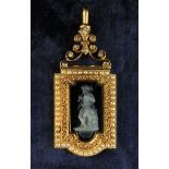 A Fine 19th Century Diamond & Cameo Pendant decorated with a nymph playing pan-pipes depicted in