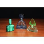 Three Fine Art Deco Glass Scent Bottles.